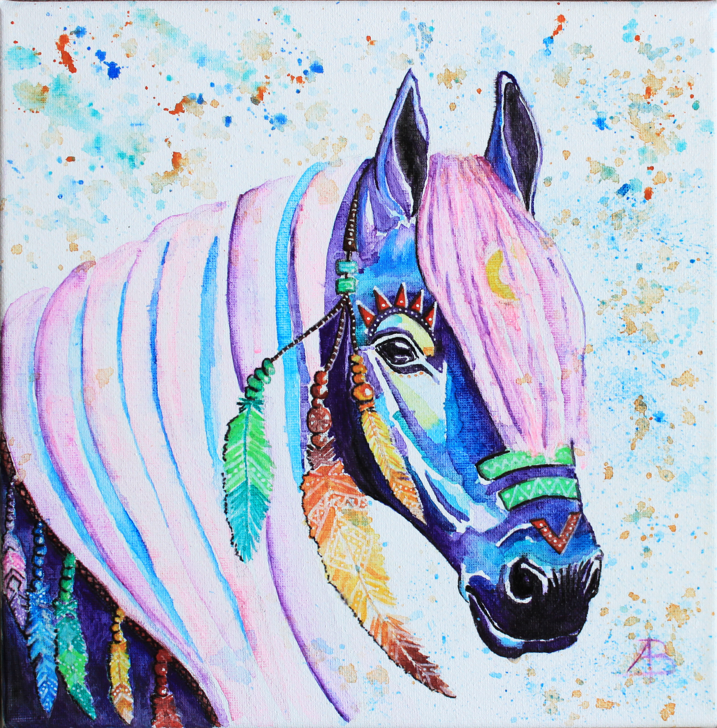 Cheval - peinture animaux terrestres - aquarelle