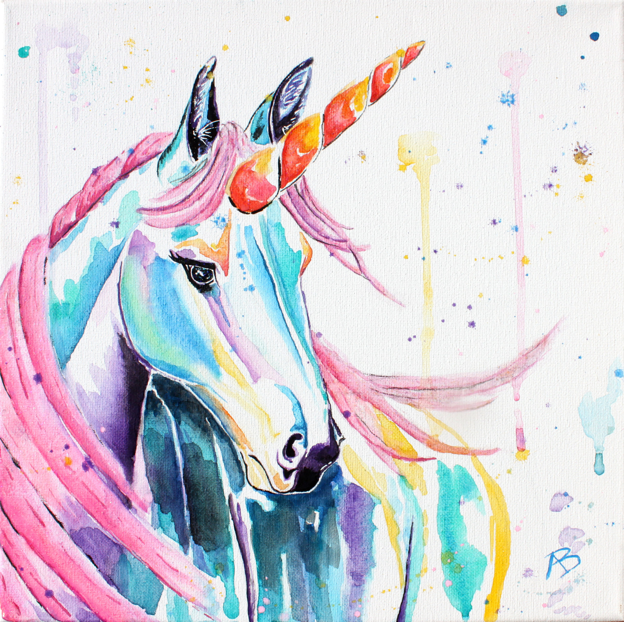 Licorne - peinture animaux terrestres - aquarelle