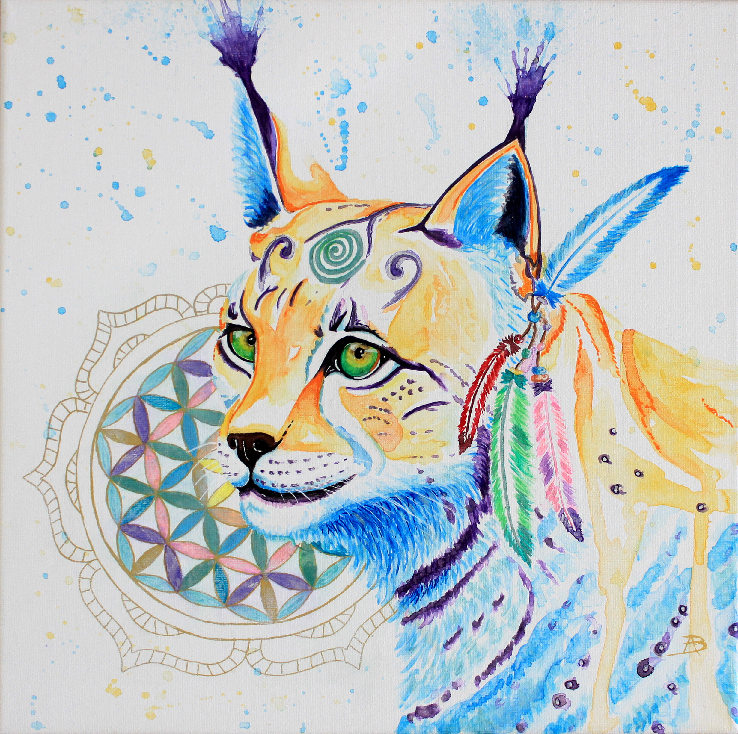 Lynx - peinture animaux terrestres - aquarelle