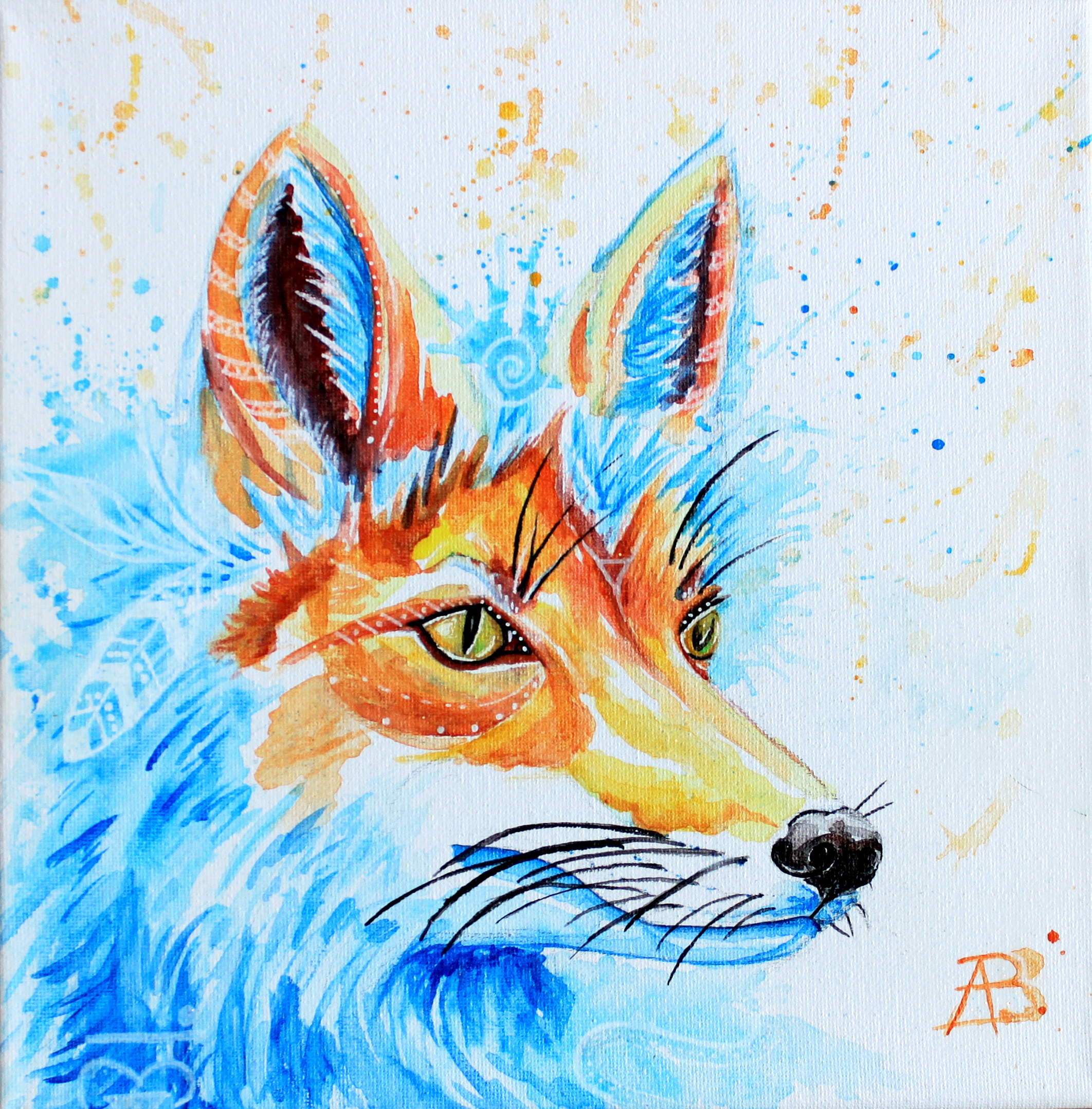 Renard - peinture animaux terrestres - aquarelle